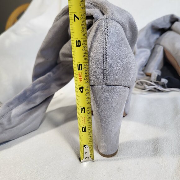 Tony Bianco | Silver Suede Over-the-Knee Boots - Size 10 - Picture 10 of 12